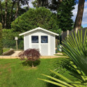 Abri de jardin en PVC 4,9m² gris clair et blanc Grosfillex
