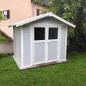 Abri de jardin en PVC 4,9m² gris clair et blanc Grosfillex