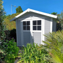 Abri de jardin en PVC 4,9m² gris clair et blanc Grosfillex
