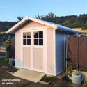 Abri de jardin en PVC 4,9m² gris clair et blanc Grosfillex
