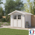 Abri de jardin en PVC 4,9m² DECO blanc et gris vert - Grosfillex