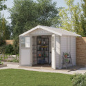 Abri de jardin en PVC 4,9m² DECO blanc et gris vert - Grosfillex