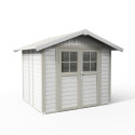 Abri de jardin en PVC 4,9m² DECO blanc et gris vert - Grosfillex