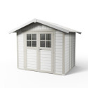 Abri de jardin en PVC 4,9m² DECO blanc et gris vert - Grosfillex
