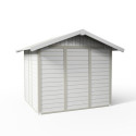 Abri de jardin en PVC 4,9m² DECO blanc et gris vert - Grosfillex