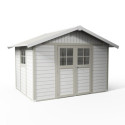 Abri de jardin en PVC 7,5m² DECO blanc et gris vert Grosfillex