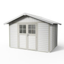 Abri de jardin en PVC 7,5m² DECO blanc et gris vert Grosfillex