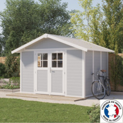Abri de jardin en PVC 7,5m² DECO gris clair et blanc Grosfillex