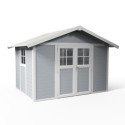 Abri de jardin en PVC 7,5m² DECO gris clair et blanc Grosfillex