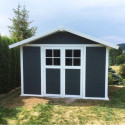 Abri de jardin en PVC 7,5m² DECO gris foncé et blanc Grosfillex + kit ancrage offert