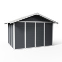 Abri de jardin en PVC 7,5m² DECO gris foncé et blanc Grosfillex + kit ancrage offert