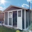 Abri de jardin en PVC 7,5m² DECO gris foncé et blanc Grosfillex + kit ancrage offert