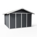 Abri de jardin en PVC 11,2m² DECO gris foncé et blanc Grosfillex
