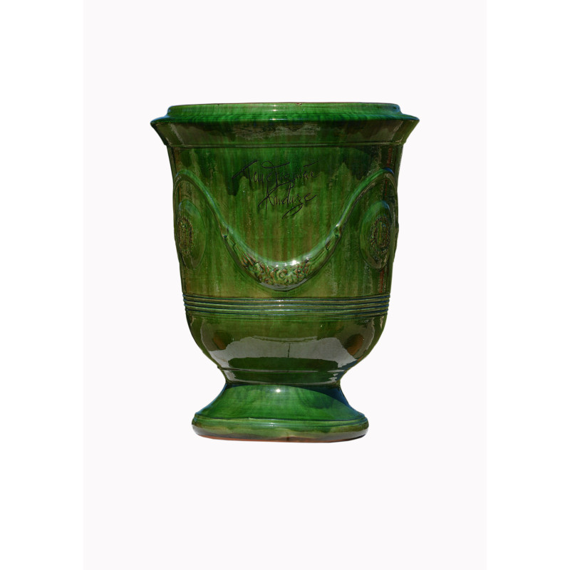 Vase d'Anduze terre cuite émaillée D.66xH.80cm Vert Terre Figuière