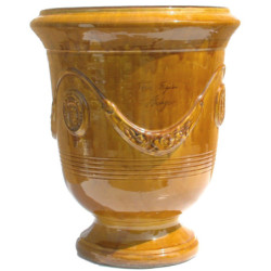 Vase d'Anduze terre cuite émaillée D.66xH.80cm Miel Terre Figuière