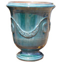 Vase d'Anduze terre cuite émaillée D.66xH.80cm Bleu Terre Figuière