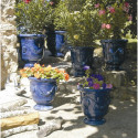Vase d'Anduze terre cuite émaillée D.66xH.80cm Bleu foncé Terre Figuière