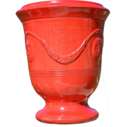 Terre Figuière Vase d'Anduze Terre cuite émaillée Rouge H58xD47cm