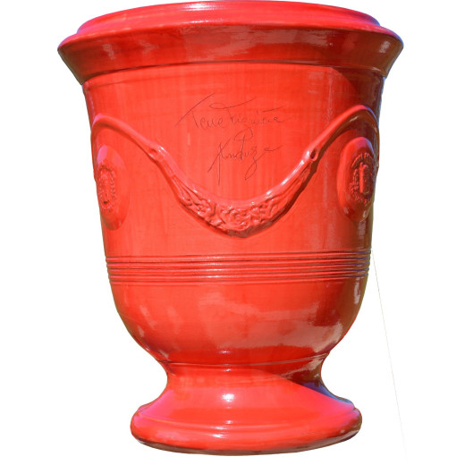 Terre Figuière Vase d'Anduze Terre cuite émaillée Rouge H58xD47cm