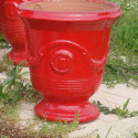Terre Figuière Vase d'Anduze Terre cuite émaillée Rouge H58xD47cm