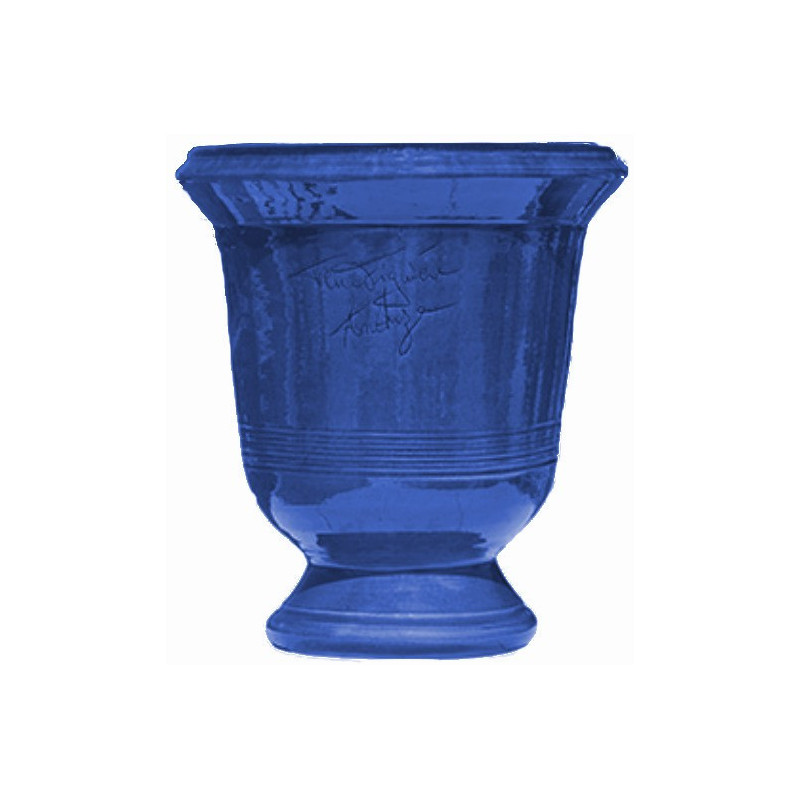 Vase d'Anduze terre cuite Lisse bleu foncé Terre Figuière