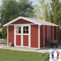 Abri de jardin en PVC 11,2m² DECO gris foncé et blanc Grosfillex