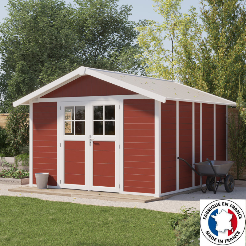 Abri de jardin en PVC 11,2m² DECO gris foncé et blanc Grosfillex