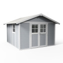 Abri de jardin en PVC 11,2m² DECO gris clair et blanc Grosfillex