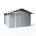 Abri de jardin en PVC 11,2m² DECO gris clair et blanc Grosfillex