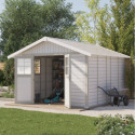 Abri de jardin en PVC 11,2m² DECO gris foncé et blanc Grosfillex