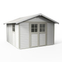 Abri de jardin en PVC 11,2m² DECO gris foncé et blanc Grosfillex