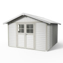 Abri de jardin en PVC 11,2m² DECO gris foncé et blanc Grosfillex