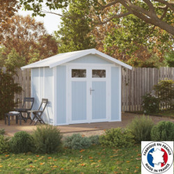 Abri de jardin en PVC 11,2m² DECO gris foncé et blanc Grosfillex
