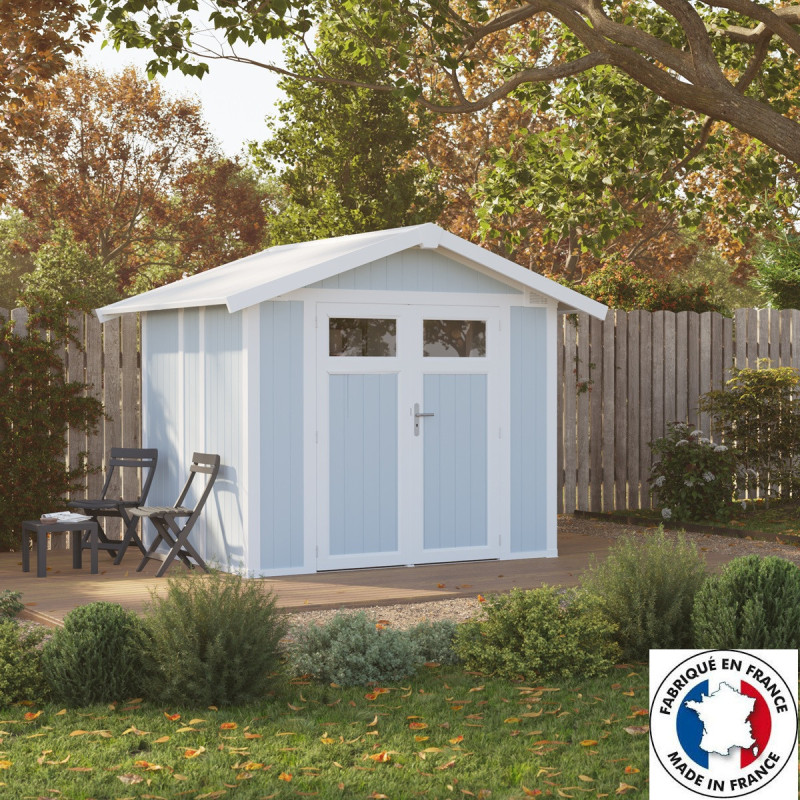 Abri de jardin en PVC 11,2m² DECO gris foncé et blanc Grosfillex