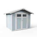 Abri de jardin en PVC 11,2m² DECO gris foncé et blanc Grosfillex