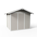 Abri de jardin en PVC 4,9m² UTILITY blanc et gris vert Grosfillex + kit ancrage offert
