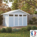 Abri de jardin en PVC 11,2m² DECO gris foncé et blanc Grosfillex