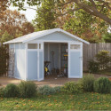 Abri de jardin en PVC 11,2m² DECO gris foncé et blanc Grosfillex