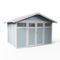Abri de jardin en PVC 11,2m² DECO gris foncé et blanc Grosfillex