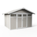 Abri de jardin en PVC 7,53m² UTILITY blanc et gris vert Grosfillex