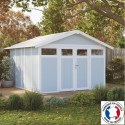 Abri de jardin en PVC 11,2m² UTILITY gris bleu et blanc Grosfillex