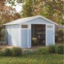 Abri de jardin en PVC 11,2m² UTILITY gris bleu et blanc Grosfillex