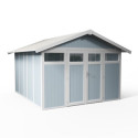 Abri de jardin en PVC 11,2m² UTILITY gris bleu et blanc Grosfillex