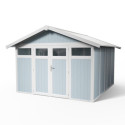 Abri de jardin en PVC 11,2m² UTILITY gris bleu et blanc Grosfillex