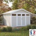 Abri de jardin en PVC 11,2m² UTILITY gris vert et blanc Grosfillex