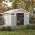 Abri de jardin en PVC 11,2m² UTILITY gris vert et blanc Grosfillex
