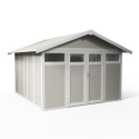 Abri de jardin en PVC 11,2m² UTILITY gris vert et blanc Grosfillex
