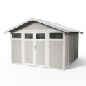 Abri de jardin en PVC 11,2m² UTILITY gris vert et blanc Grosfillex