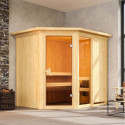 Sauna d'angle FIONA 2 - 4 à 5 places 68mm + couronne lumineuse KARIBU