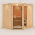 Sauna d'angle FIONA 2 - 4 à 5 places 68mm + couronne lumineuse KARIBU